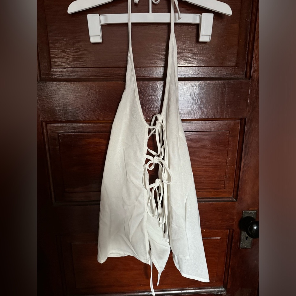 Short and Tank Set - White - Linen - Size L - Shein